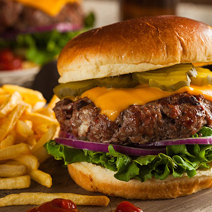 cheese burger and fries